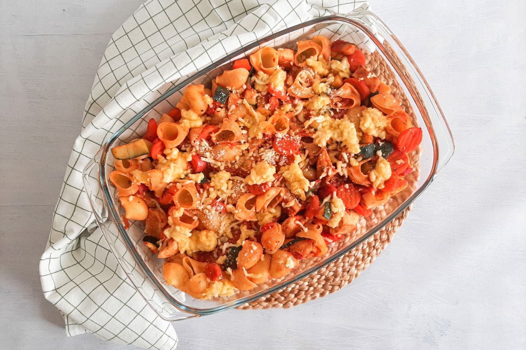 Pasta ovenschotel met kaascrumble